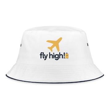 Fly High Travel Icon Tee - Bucket Hat - Weiß/Navy - Vorne
