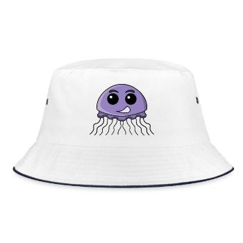 Lilac Jellyfish Cartoon - Bucket Hat - white/navy - Front
