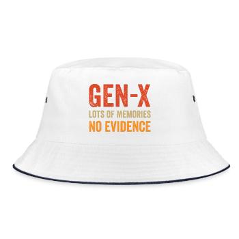 Generation X – Viele Erinnerungen. Keine Beweise. - Bucket Hat - Weiß/Navy - Vorne