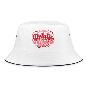 Certified Delulu Girl Cute Trendy Shirt - Bucket Hat - white/navy - Front