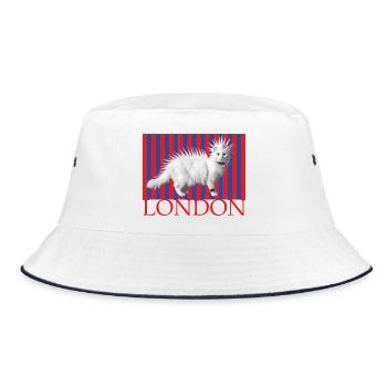 Punk Cat London Stripes - Bucket Hat - white/navy - Front