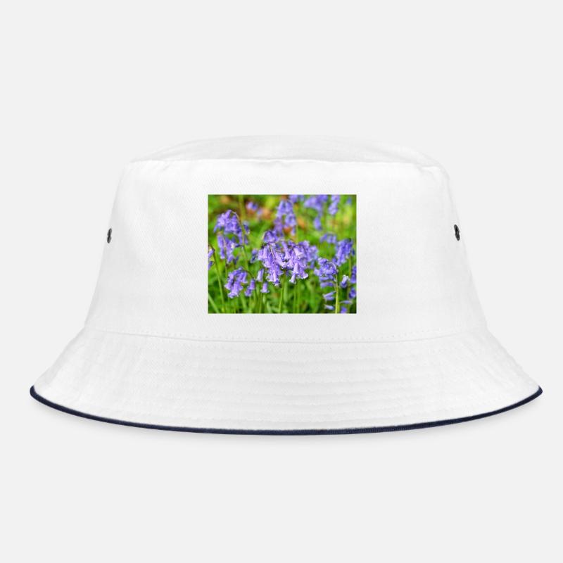 Bluebell - Violet Spring Bloom - Bucket Hat - white/navy