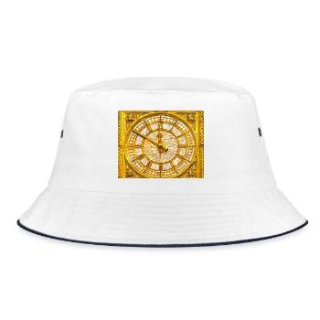 Goldene Barockuhr - Bucket Hat - Weiß/Navy - Vorne