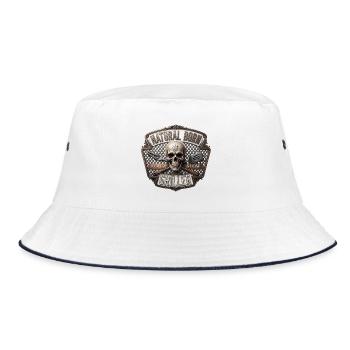 Natural Born Griller Skull Badge - Bucket Hat - Weiß/Navy - Vorne