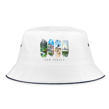 New Jersey Travel Design – Garden State & Jersey S - Bucket Hat - white/navy - Front