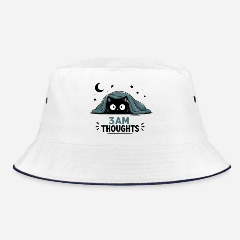 3AM Thoughts Funny Black Cat Under Blanket Bucket Hat