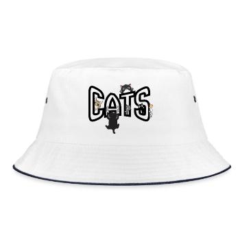 Cats peeking out from the edge - Bucket Hat - white/navy - Front