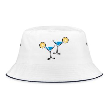2 cocktail glasses (light blue) - Bucket Hat - white/navy - Front