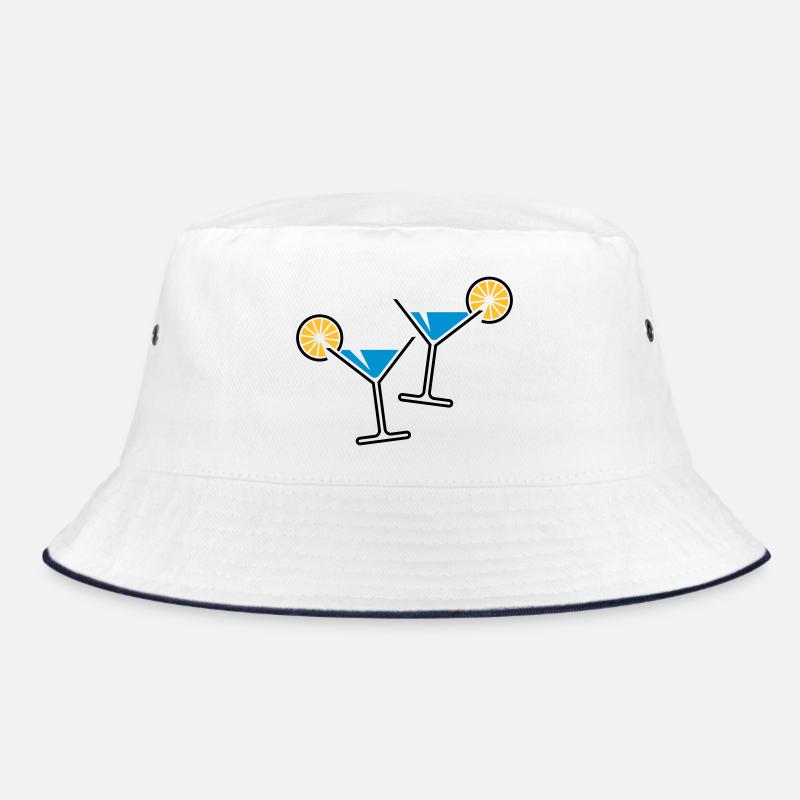 2 Cocktailgläser / Cocktail / Martini + (Hellblau) Bucket Hat