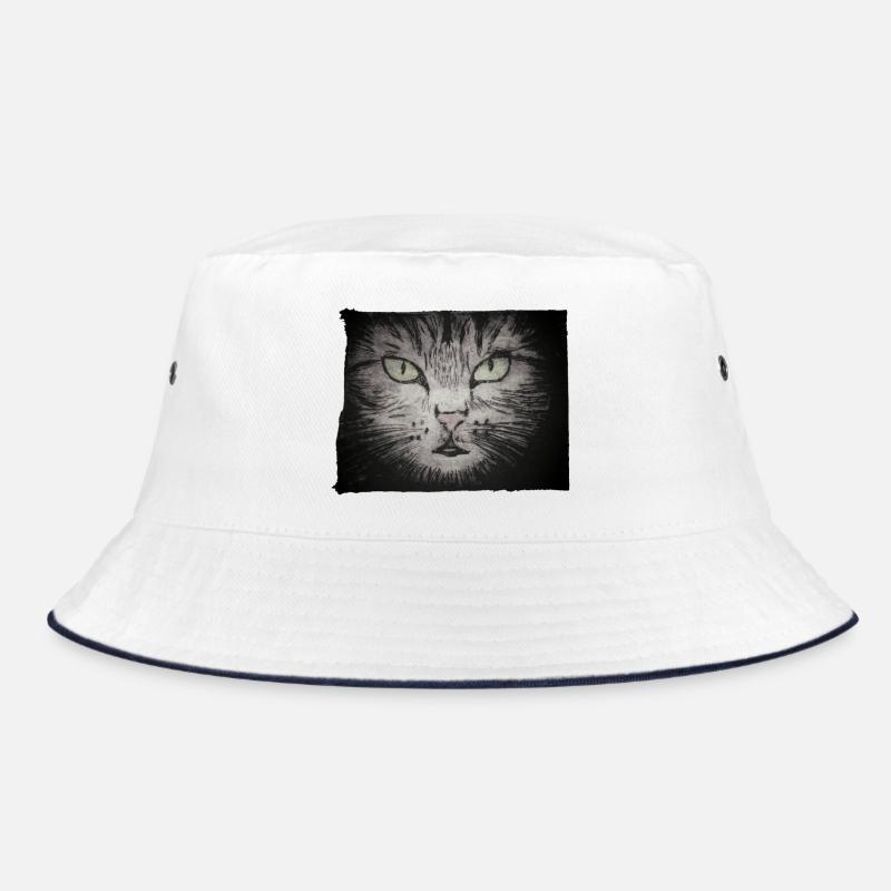 Katze schwarz - handgeschnitzte Druckvorlage Bucket Hat