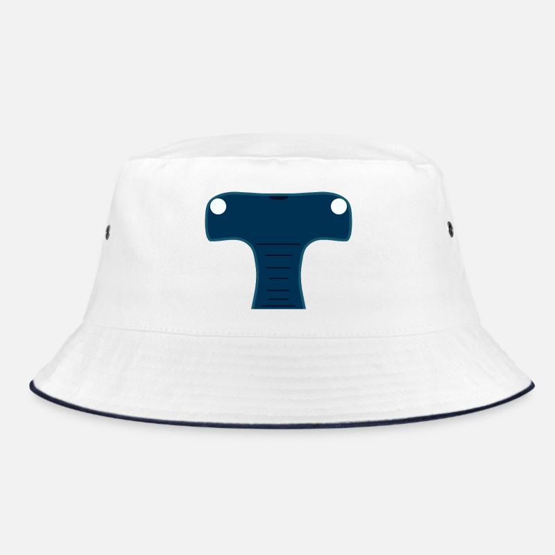 Mitternachtsblauer stilisierter Hammerhai-Kopf Bucket Hat