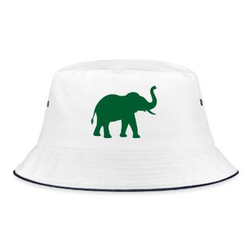 Elephant silhouette in green - Bucket Hat - white/navy - Front