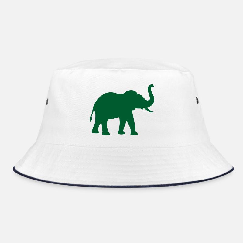Elephant silhouette in green Bucket Hat