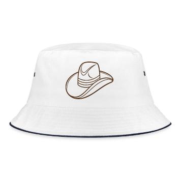 Cowboyhut - Bucket Hat - Weiß/Navy - Vorne