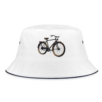 Retro Bicycle Night Picture - Bucket Hat - white/navy - Front