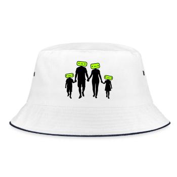 Familie Silhouette Liebe Kinder Eltern Mama Papa - Bucket Hat - Weiß/Navy - Vorne