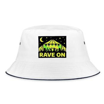 Rave On Festival Tent Techno Party Crew - Bucket Hat - white/navy - Front