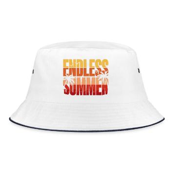 Endloser Sommer Palmen - Bucket Hat - Weiß/Navy - Vorne