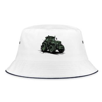 Tractor - Farmer Green Agricultural Tractor - Bucket Hat - white/navy - Front