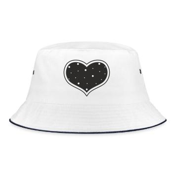 Heart Dotted – Minimalist Heart Design - Bucket Hat - white/navy - Front
