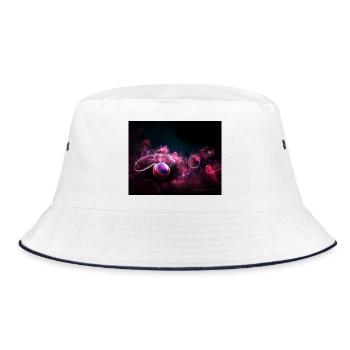Neon-Basketball - Bucket Hat - Weiß/Navy - Vorne