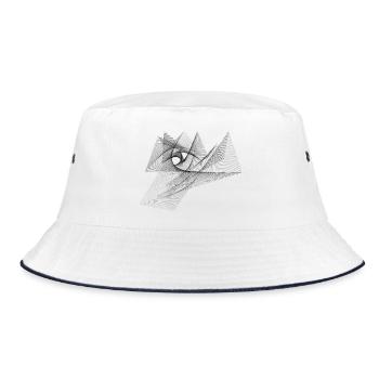 Geometrisches Auge – Generative Line Art - Bucket Hat - Weiß/Navy - Vorne