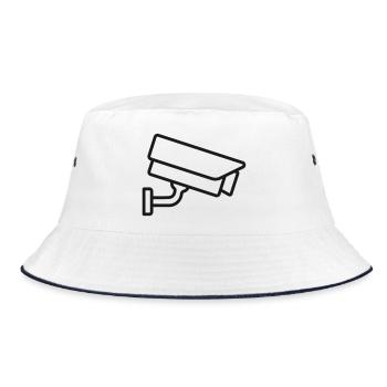 CCTV - Surveillance Camera Line Art - Bucket Hat - white/navy - Front