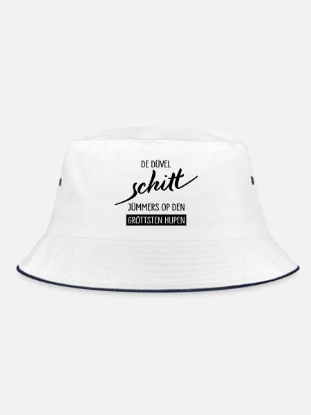 De Duevel Schitt Juempers Shirt - Bucket Hat - Weiß/Navy - Vorne