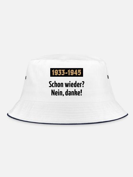 1933-1945 – Schon Wieder? Nein, Danke! (POS 2C) - Bucket Hat - Weiß/Navy - Vorne