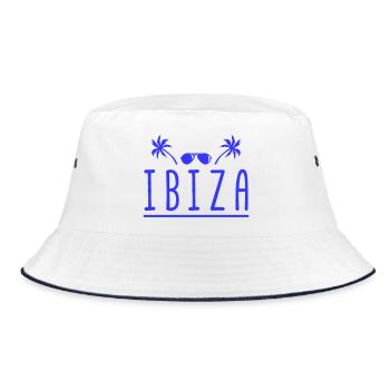 Ibiza Palmen Sonnenbrille - Bucket Hat - Weiß/Navy - Vorne