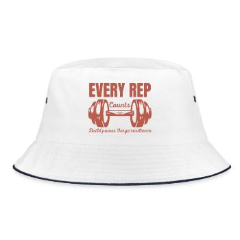 Every Rep Counts Barbell Fitness Gym Motivation - Bucket Hat - white/navy - Front