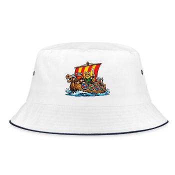 Wikinger auf dem Schiff - Bucket Hat - Weiß/Navy - Vorne