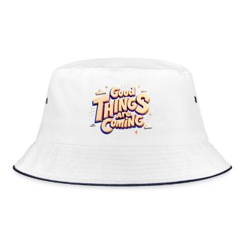 Good Things Are Coming — 3D Pop Typography - Bucket Hat - white/navy - Front