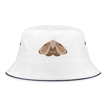 Earthy moth with botanical pattern - Bucket Hat - white/navy - Front
