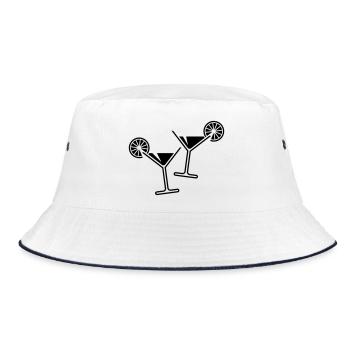 2 Cocktail Glasses / Cocktail / Martini + (Black) - Bucket Hat - white/navy - Front