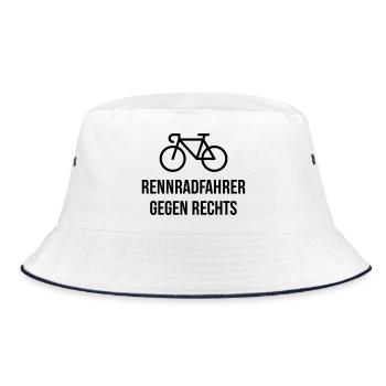 Rennradfahrer Gegen Rechts (Radfahrer Rennrad / B) - Bucket Hat - Weiß/Navy - Vorne