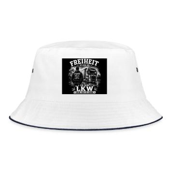 Freiheit auf Rädern: LKW-Liebe - Bucket Hat - Weiß/Navy - Vorne