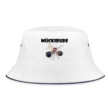 Mückibude Bodybuiling - Bucket Hat - Weiß/Navy - Vorne