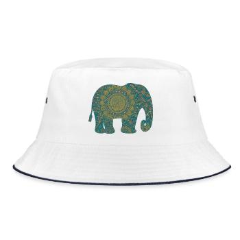 Mandala Elephant Pattern in Teal - Bucket Hat - white/navy - Front