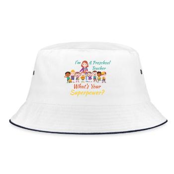 Institutrice de maternelle : Quel est votre super-pouvoir - Bob - blanc/marine - Devant