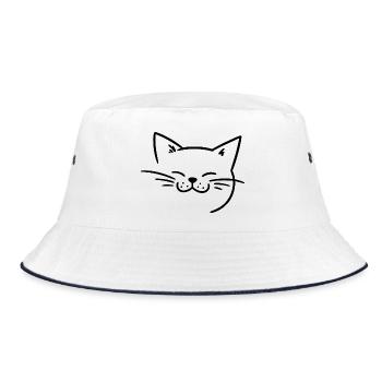 Radiant cat face with whiskers - Bucket Hat - white/navy - Front