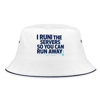 Server-Admin mit Humor - Bucket Hat - Weiß/Navy - Vorne
