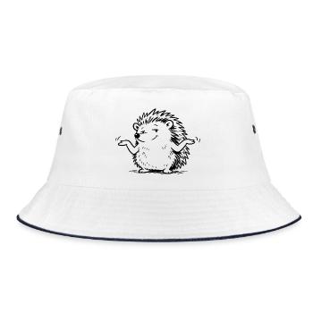 Igel Schulterzucken Geste - Bucket Hat - Weiß/Navy - Vorne