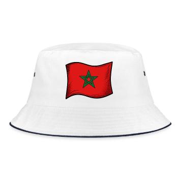 Marokko Fahne - Bucket Hat - Weiß/Navy - Vorne