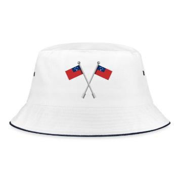Samoanische Flagge - Bucket Hat - Weiß/Navy - Vorne