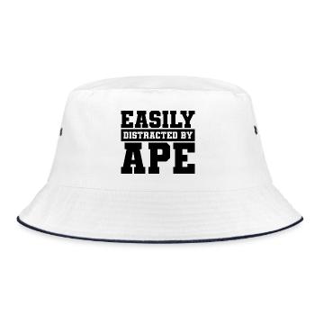 Affen Spruch Lustig - Bucket Hat - Weiß/Navy - Vorne
