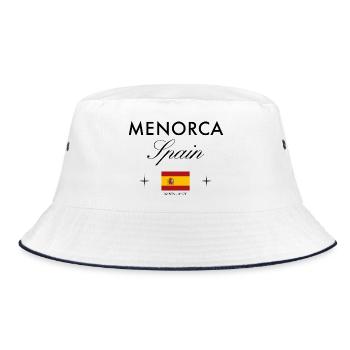 Menorca Spanien Koordinaten Reise Souvenir - Bucket Hat - Weiß/Navy - Vorne