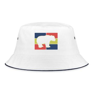 Bär Silhouette Geometrisch - Bucket Hat - Weiß/Navy - Vorne
