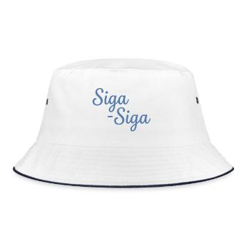 Siga Siga Griechisches Zitat: Nimm es locker - Bucket Hat - Weiß/Navy - Vorne