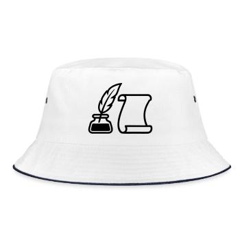 Federkiel Tinte Schriftrolle Icon - Bucket Hat - Weiß/Navy - Vorne